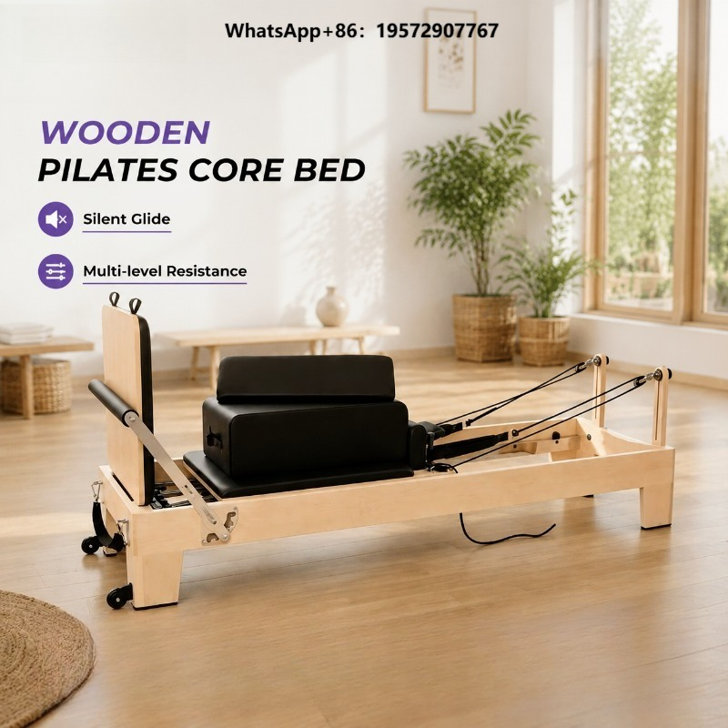 Pilates Yoga Core - Professioneller Pilates-Reformer aus weißem Ahornholz, verstellbares