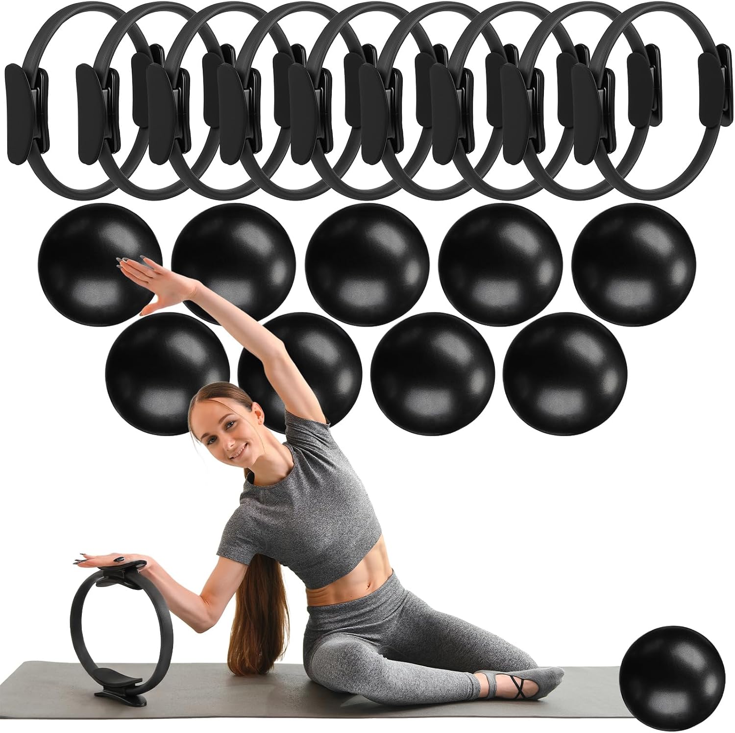 Pilates Yoga Tone - 18-teiliges Pilates-Ring- und Ball-Set, kleiner Übungskreis,