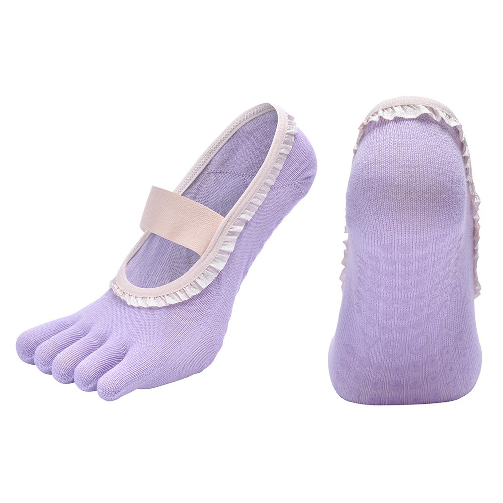 Pilates Yoga Classes - Kreative rutschfeste Yoga-Socken, atmungsaktive Baumwoll-Halbfinger-Pilates-Socken mit