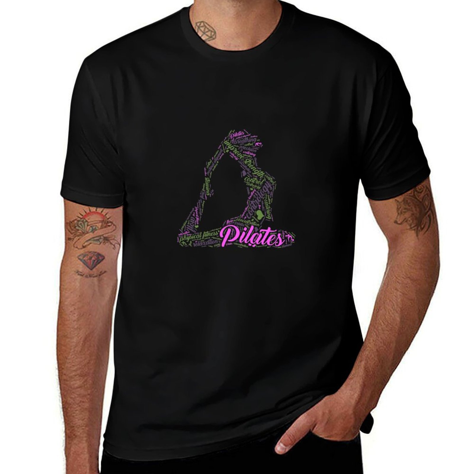 Pilates Yoga Classes - Damen-T-Shirt mit lustigem Wortwolken-Motiv und süßem