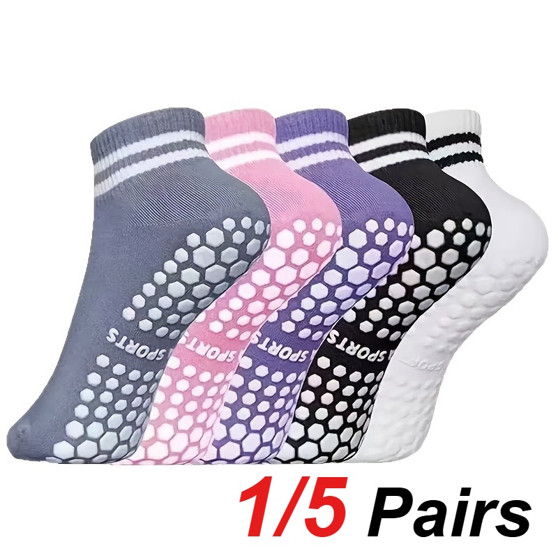 Pilates & Yoga Elastic Band - 1/5 Paar Damen-Silikon-Anti-Rutsch-Socken für Pilates, Yoga,
