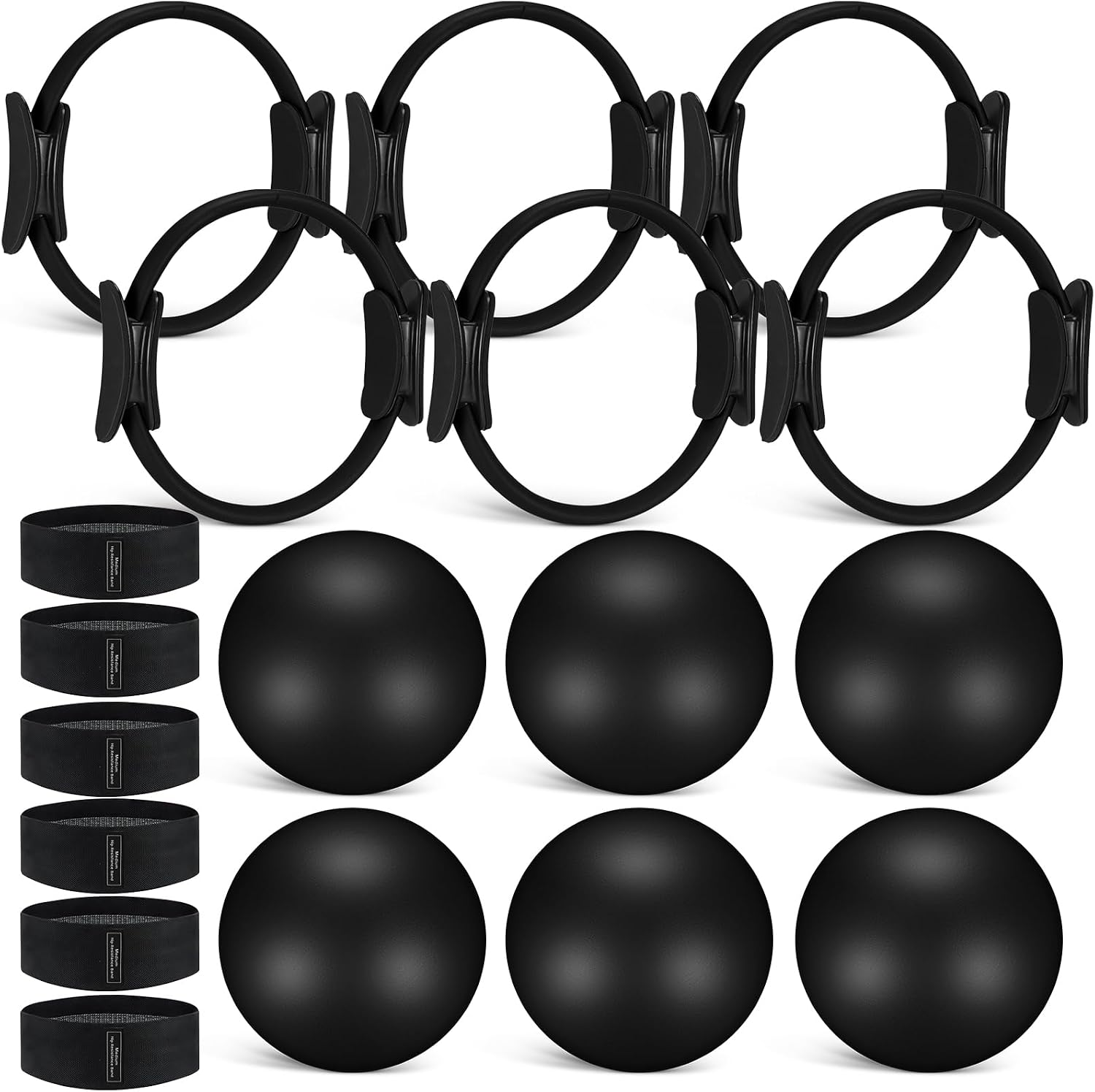Pilates Yoga Tone - 18-teiliges Pilates-Ring- und Ball-Set mit Widerstandsbändern,