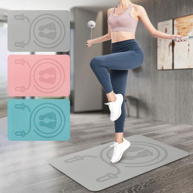 Pilates Yoga Home Workout - 6mm Sprungseil-Matte aus TPE-Material, Stoßdämpfend und
