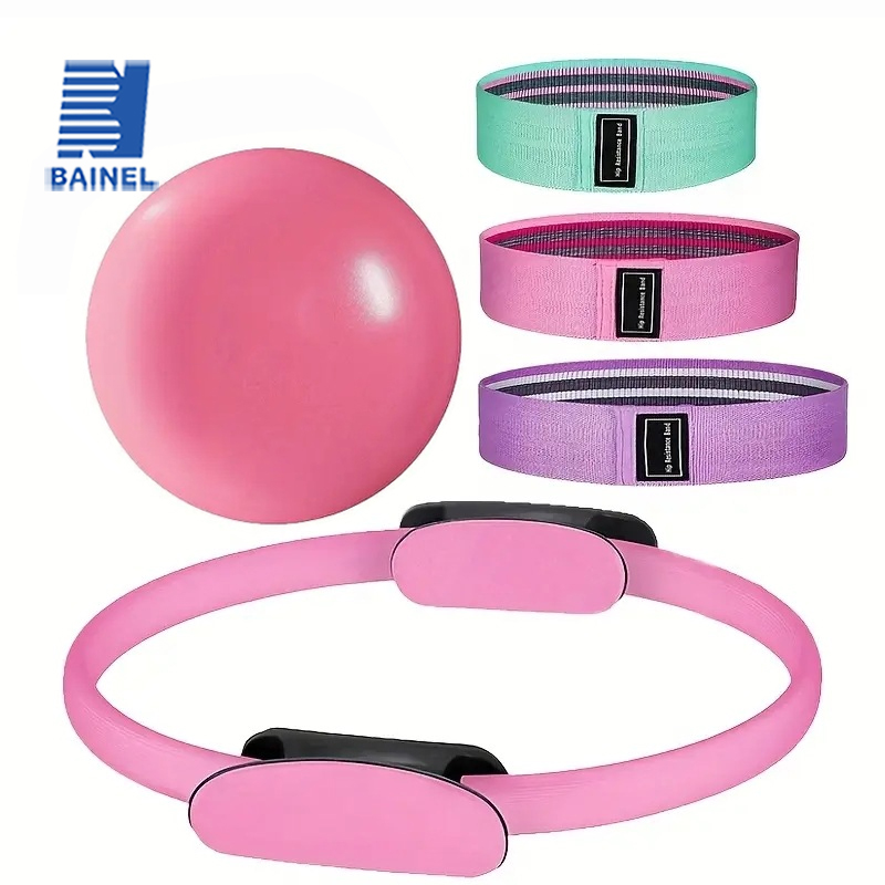 Pilates Yoga Ball Exercises - 5-teiliges Pilates-Ausrüstungsset – einfarbiges PP-Stretch- und