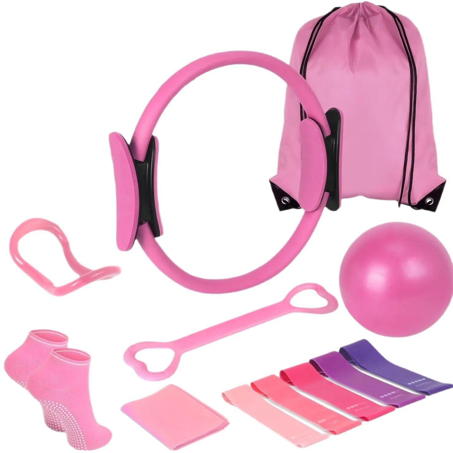 Pilates Yoga Ball Workout - Pilates Ball Set Widerstandsbänder Gym Trainingsgeräte