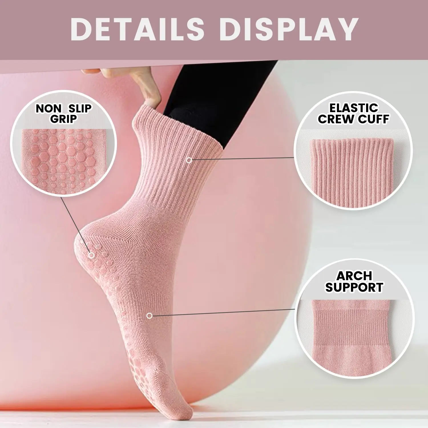 4 Paar Damen-Yoga-Socken, einf – Pilates & Yoga Elastic Band Bewertung und Preis